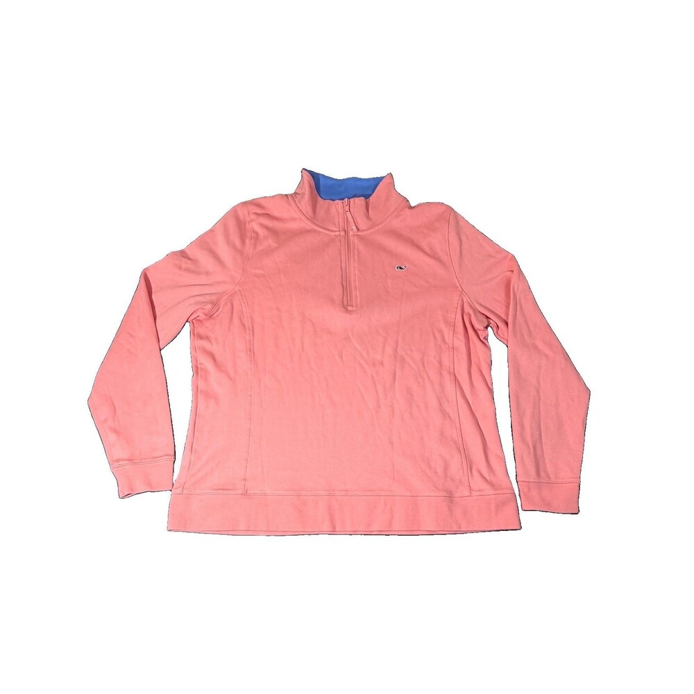 Vineyard Vines Sweater Jacket Pink 1/4 Zip Embroidered Whale Logo Women’s XL